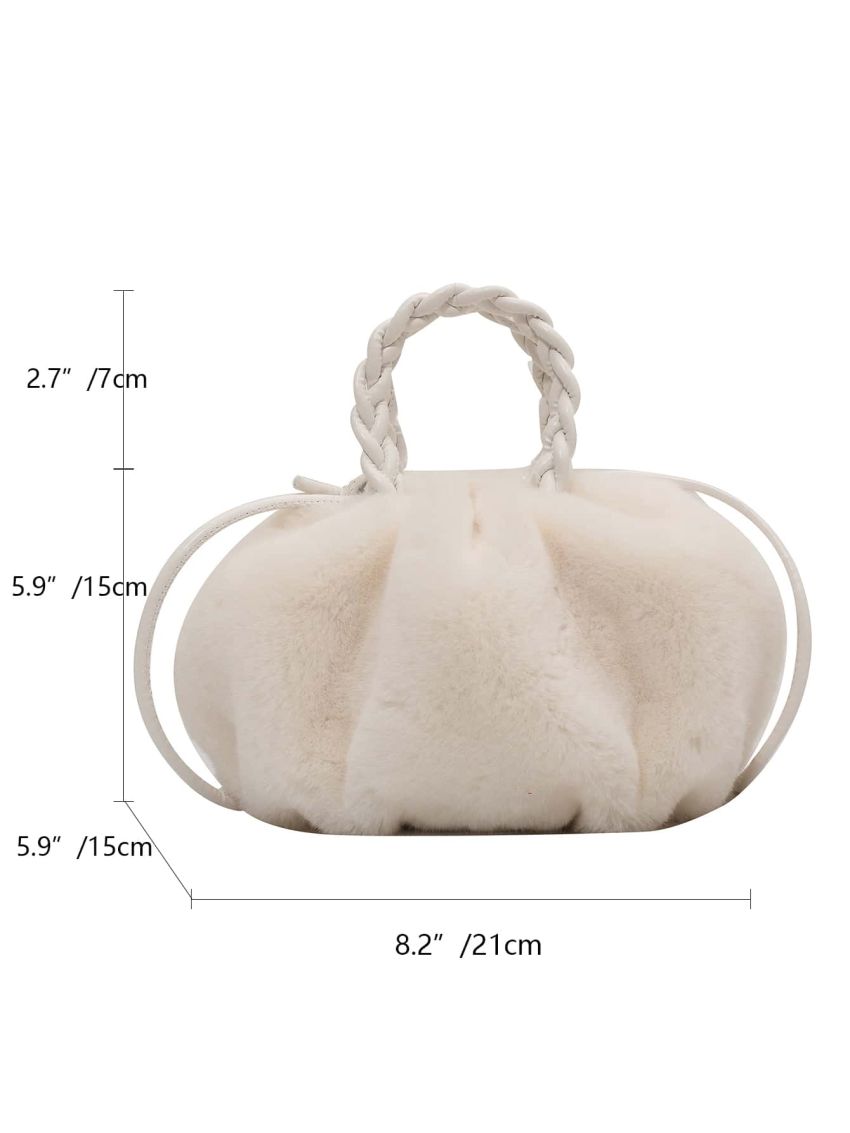 Braided Detail Fluffy Ruched Bag