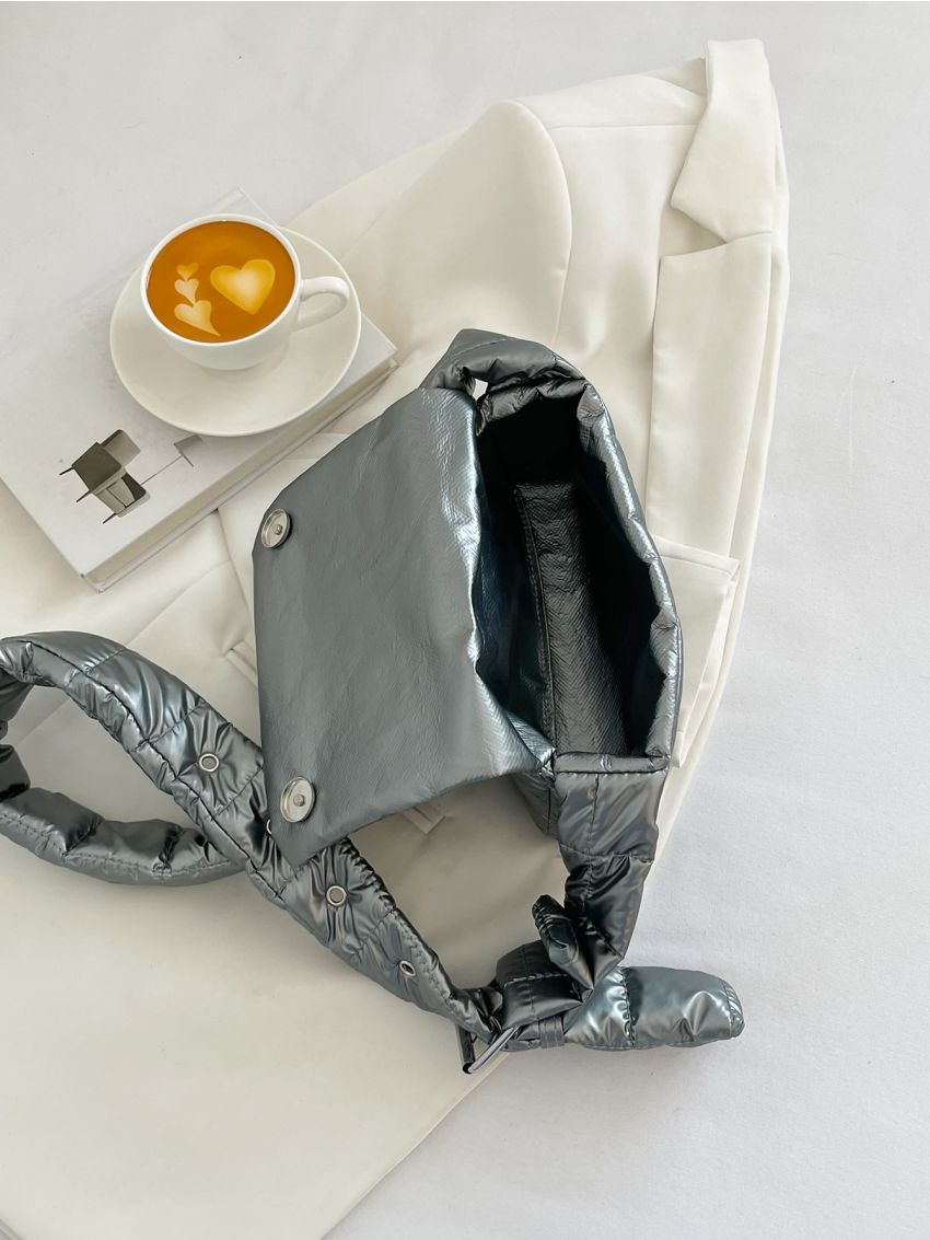 Quilted Detail Flap Square Bag