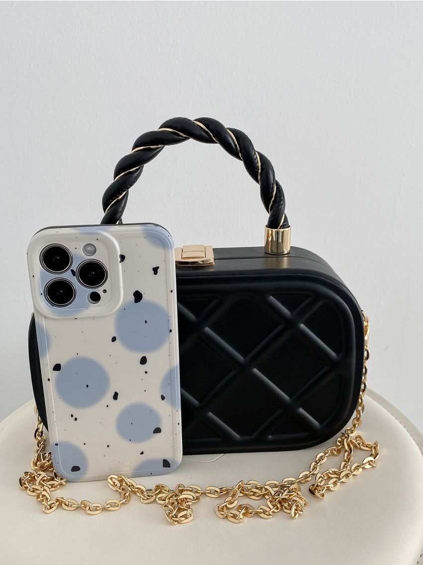 Mini Geometric Embossed Chain Box Bag