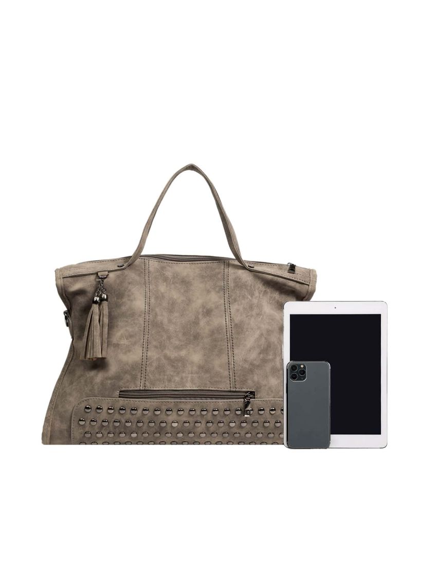 Studded Decor Top Handle Bag