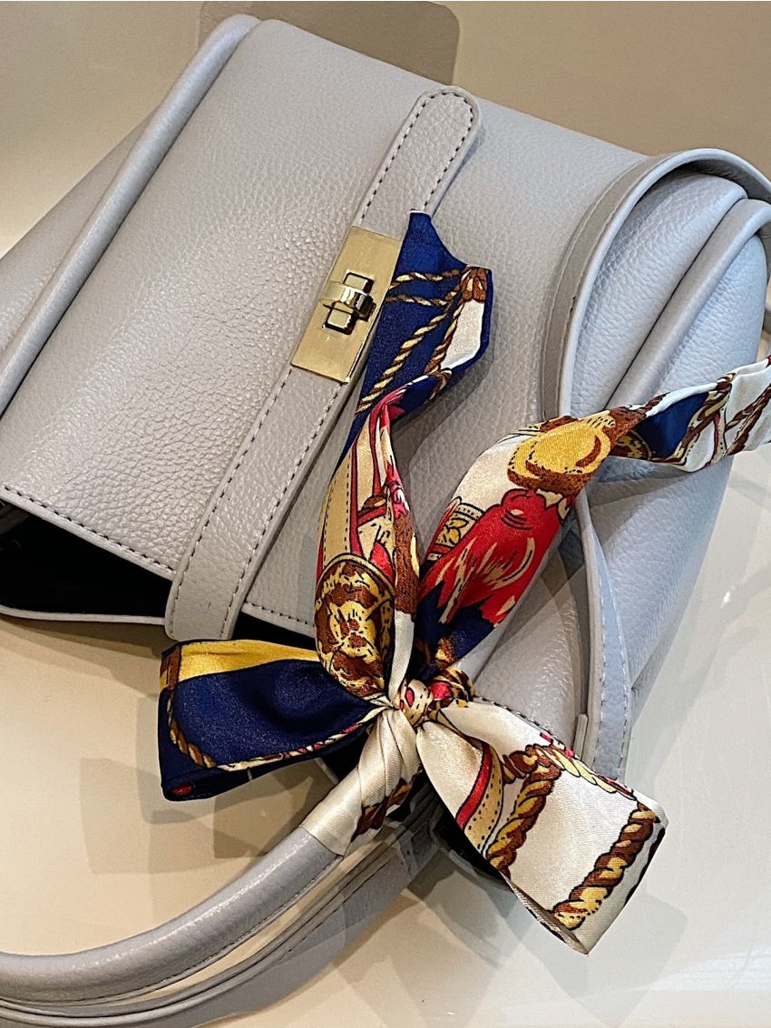 Twilly Scarf Decor Turn Lock Top Handle Bag