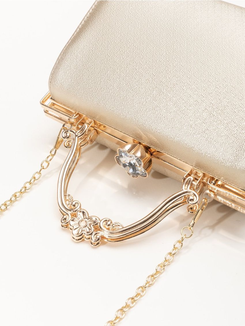 Mini Metallic Rhinestone Decor Chain Box Bag