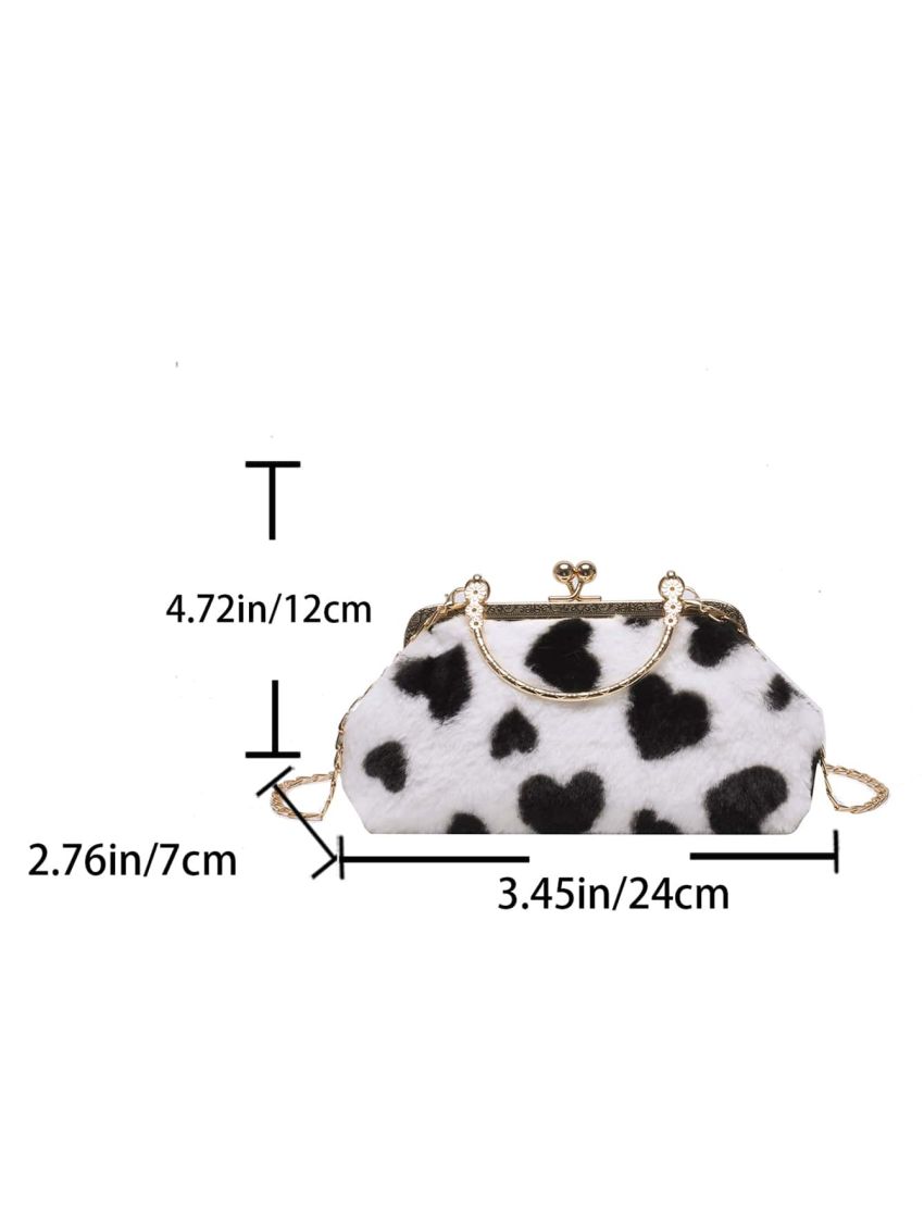 Heart Graphic Kiss Lock Square Bag