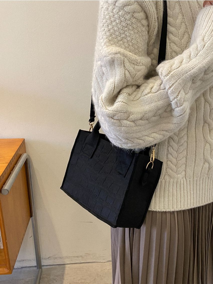 Crocodile Embossed Square Bag