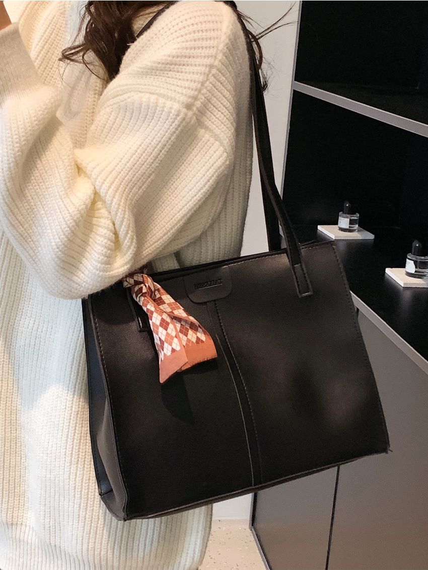 Twilly Scarf Decor Square Bag With Small Pouch