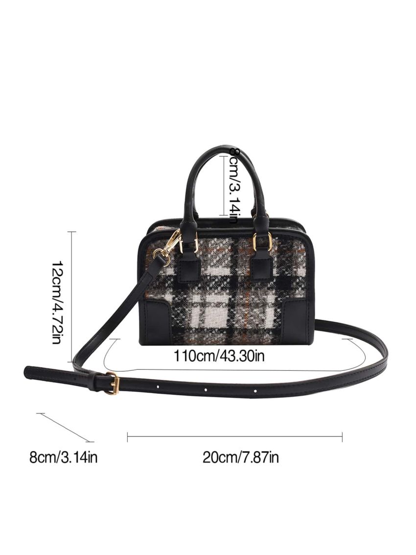 Plaid Pattern Satchel Bag