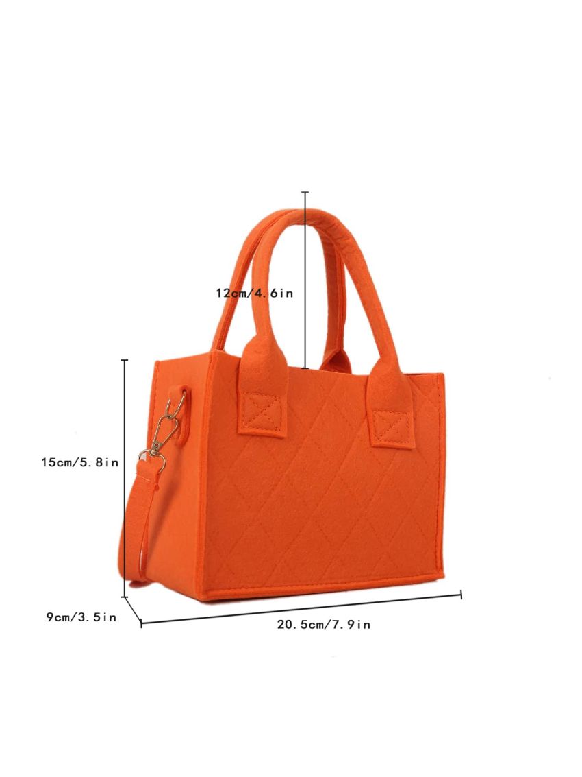 Small Stitch Detail Square Bag Double Handle Black