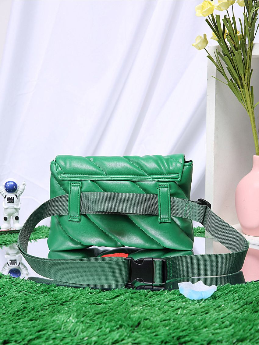 Quilted Detail Flap Belt Bag