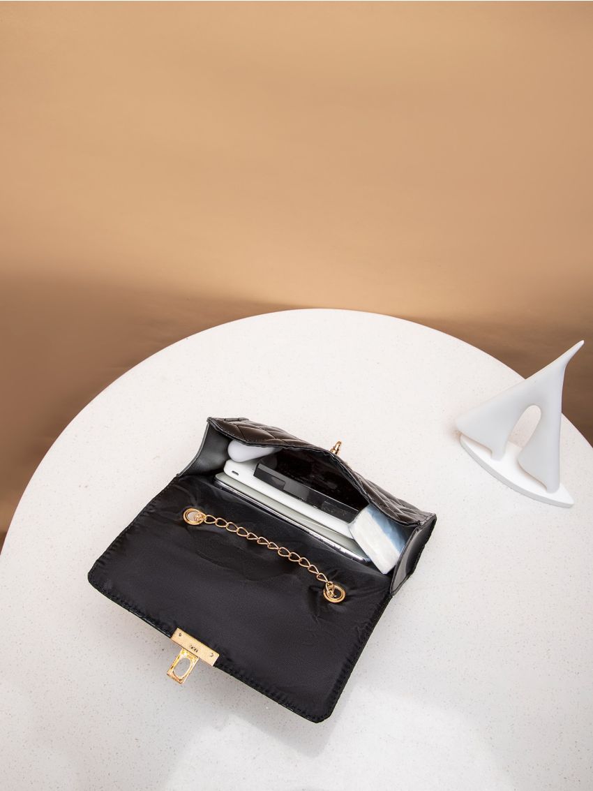 Mini Quilted Chain Flap Square Bag