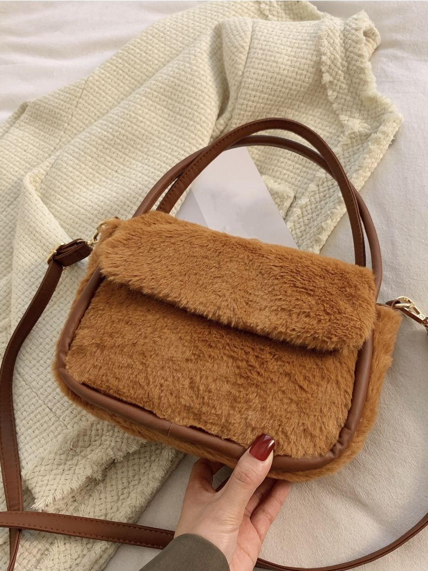 Minimalist Flap Fluffy Square Bag