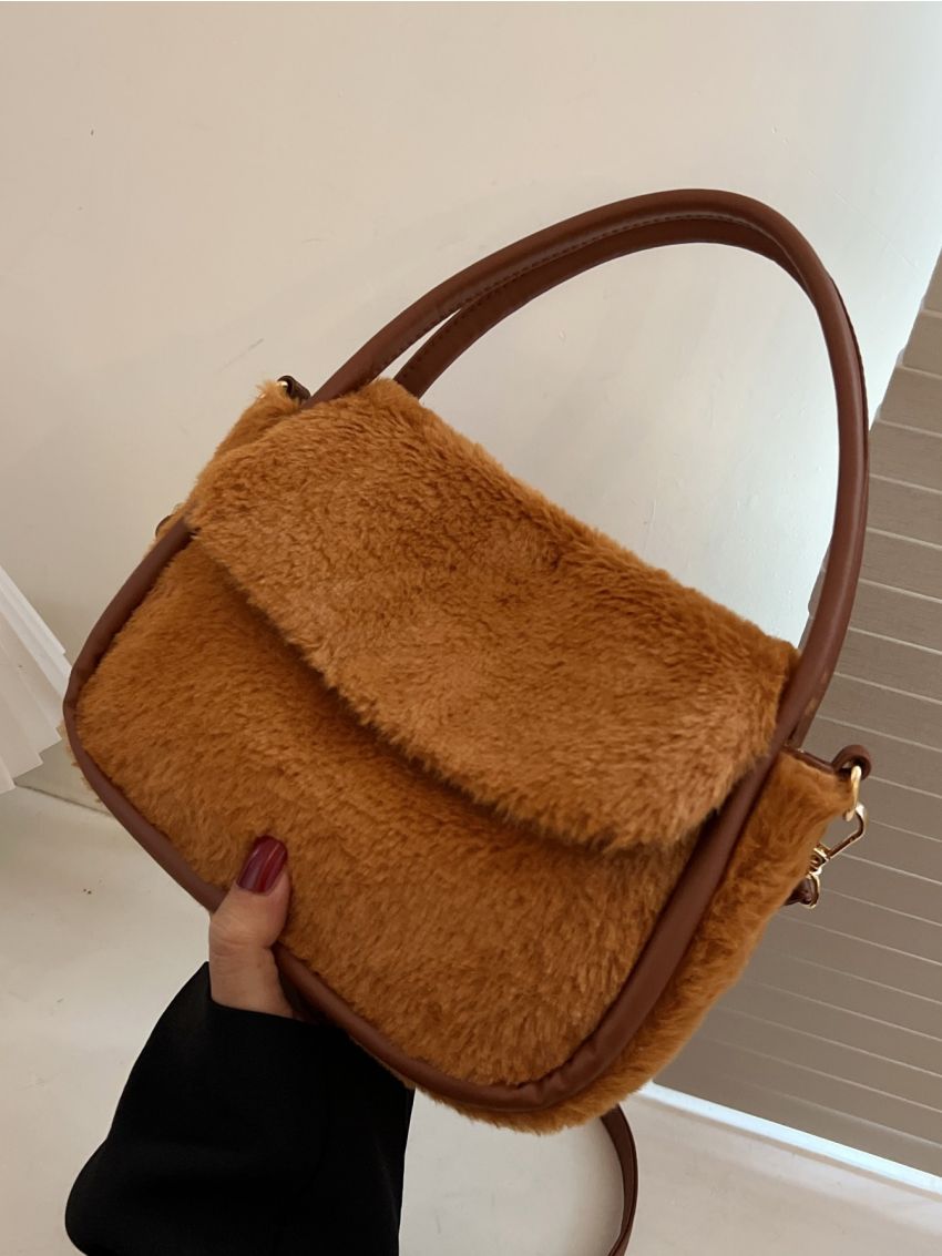 Minimalist Flap Fluffy Square Bag