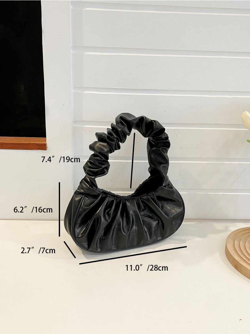 Minimalist Geometric Embossed Ruched Bag