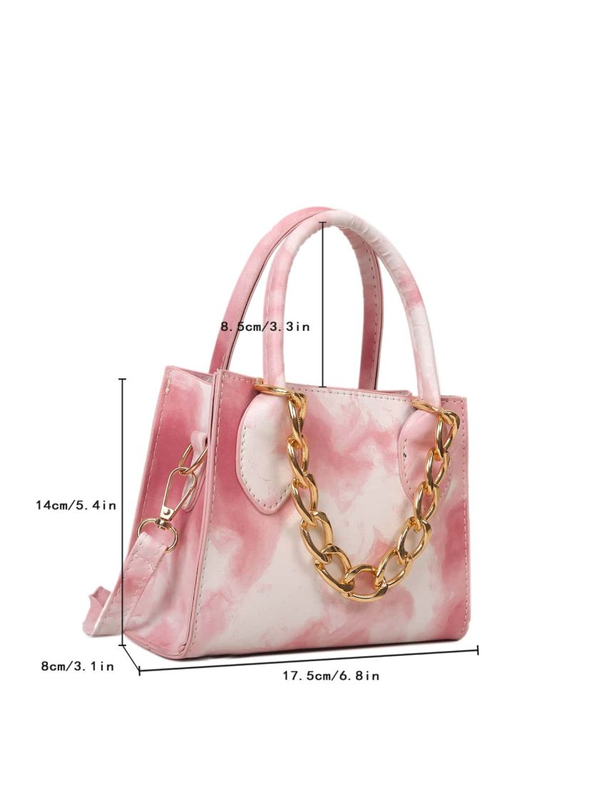 Mini Tie Dye Chain Decor Square Bag