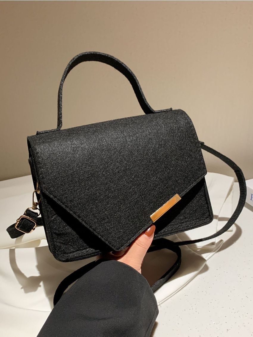 Metal Decor Irregular Flap Square Bag