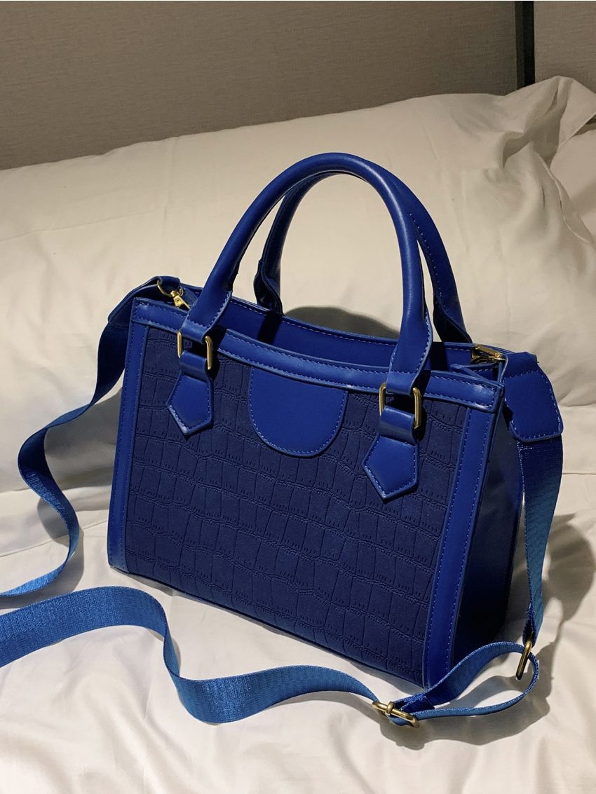 Crocodile Embossed Square Bag