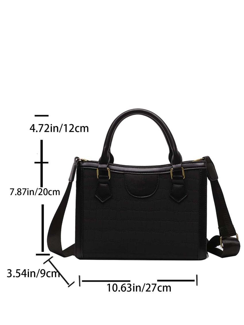 Crocodile Embossed Square Bag