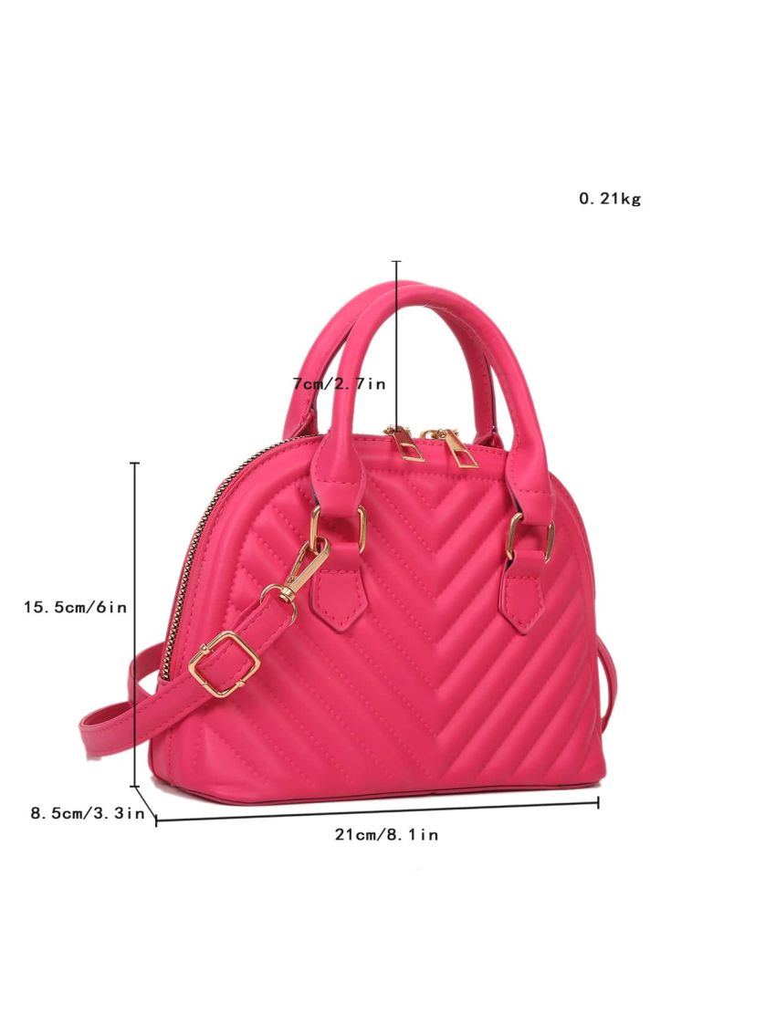 Mini Neon Pink Chevron Dome Bag