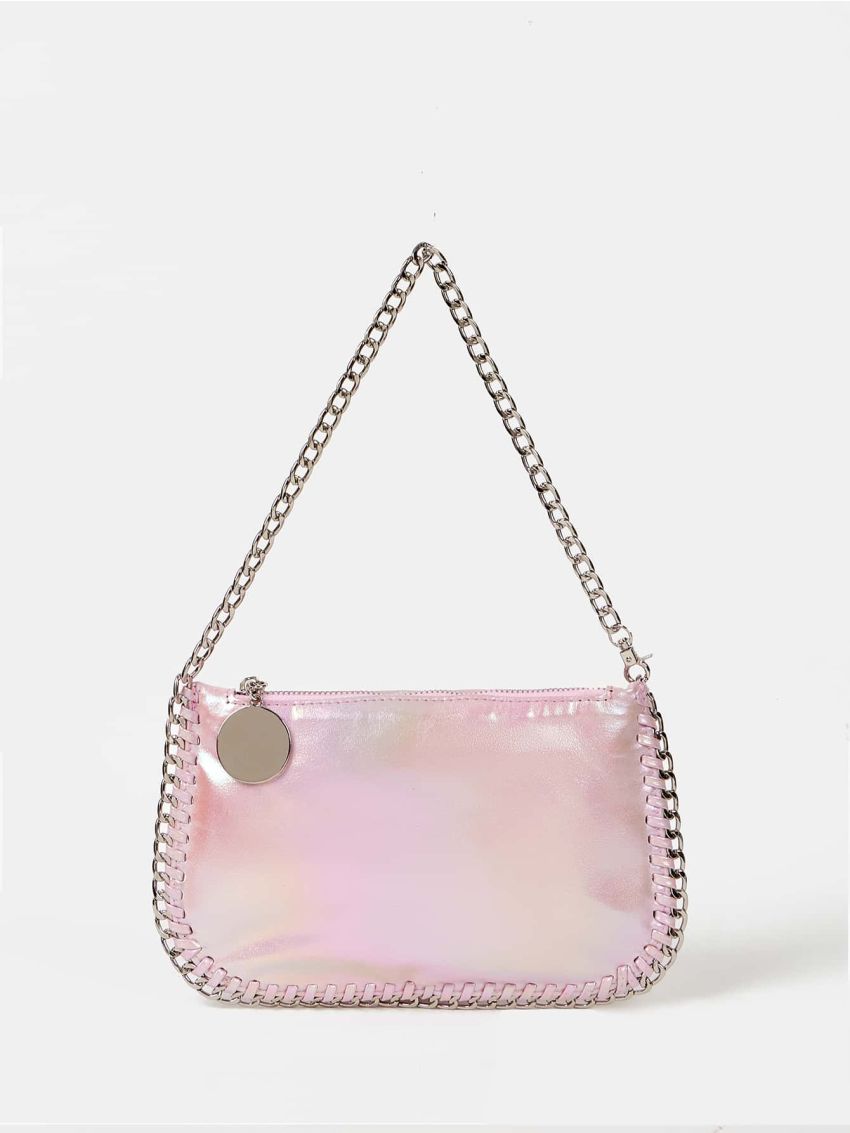 Holographic Square Bag Chain Decor PU Funky