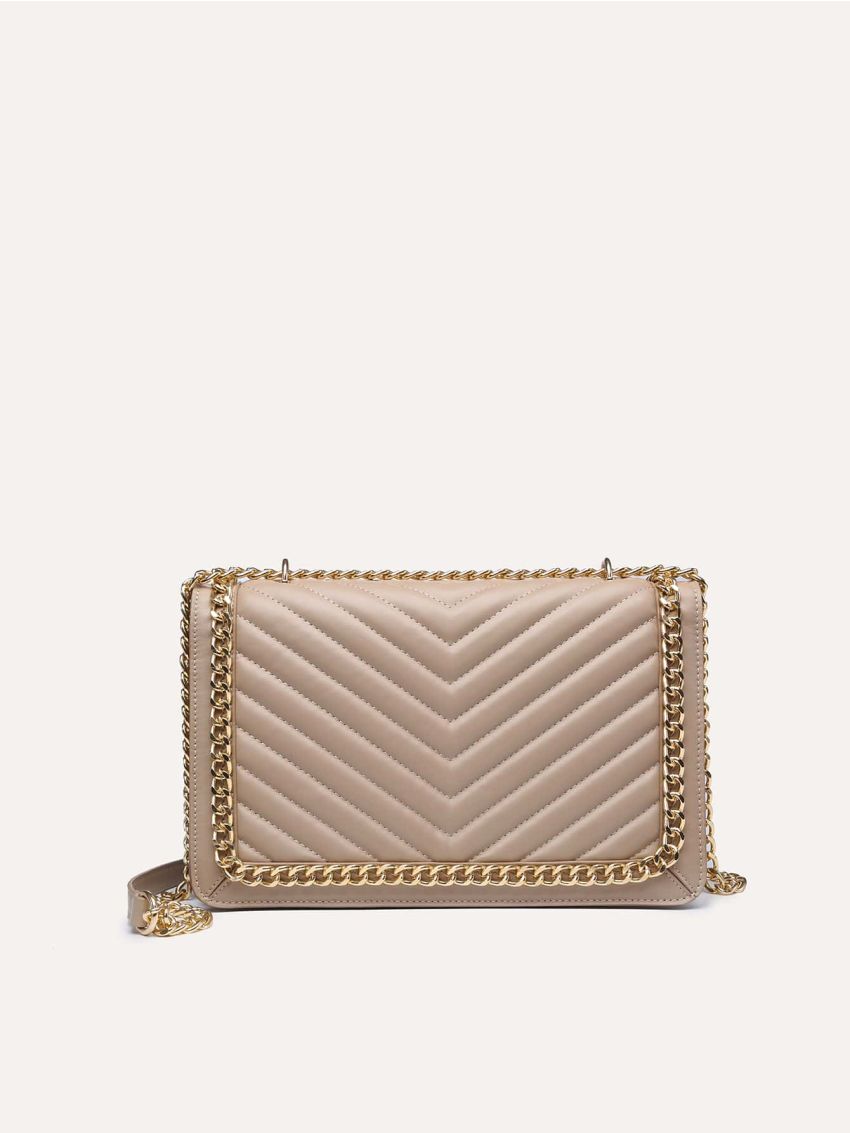 Chevron Chain Flap Square Bag