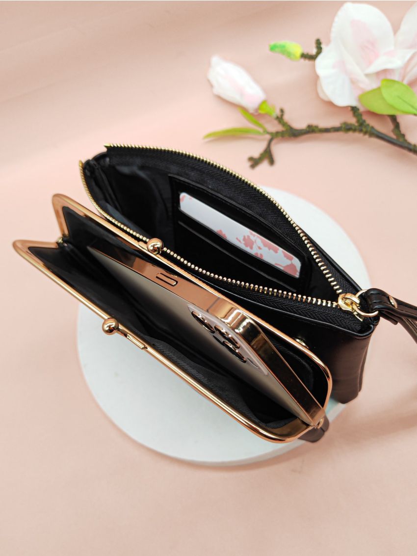 Minimalist Kiss Lock Long Wallet