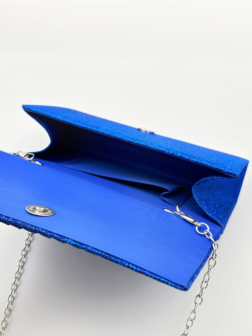 Mini Square Bag Ruched Detail Glitter For Party, Clear Bag