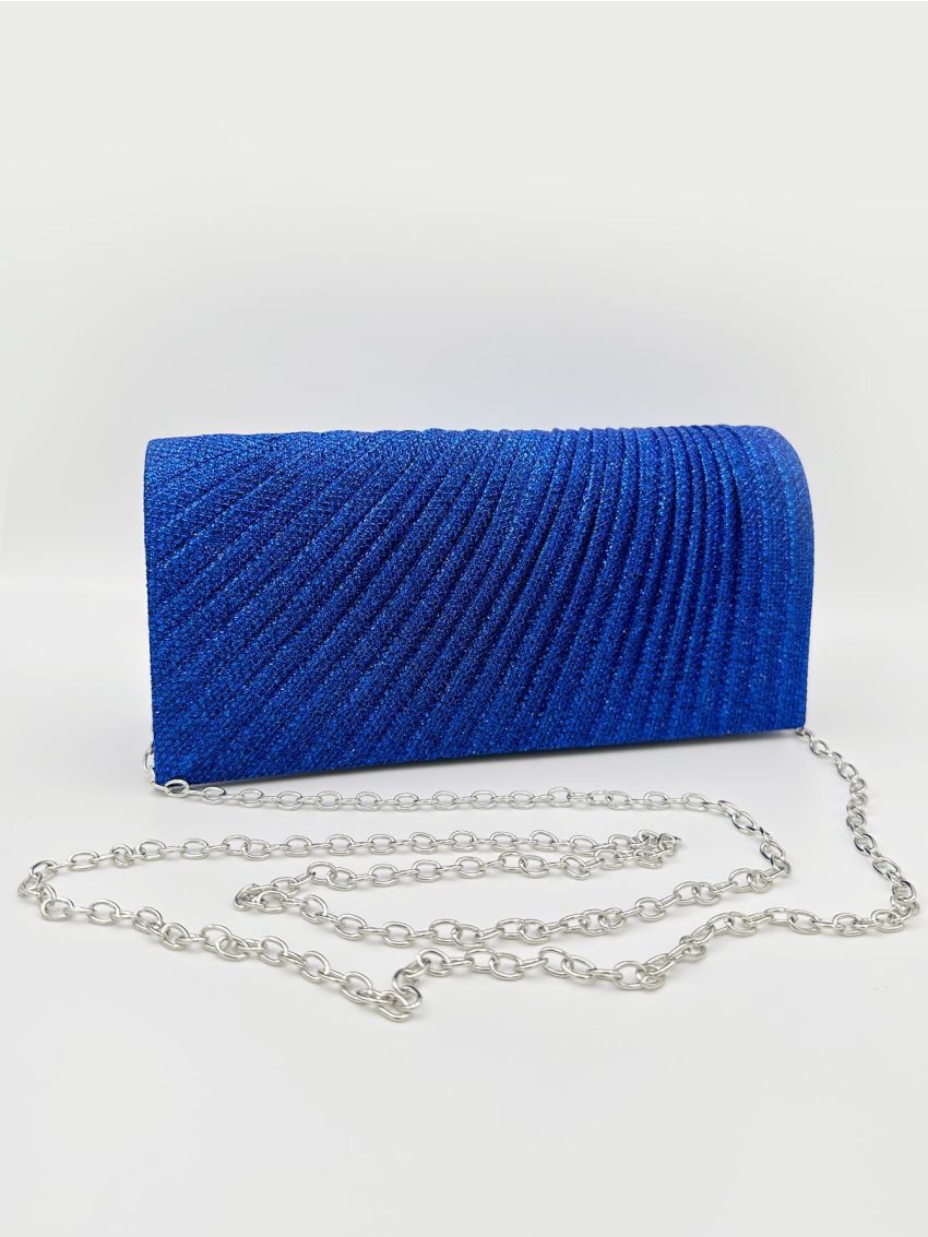 Mini Square Bag Ruched Detail Glitter For Party, Clear Bag