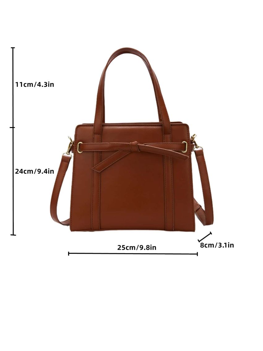 Knot Decor Double Handle Square Bag