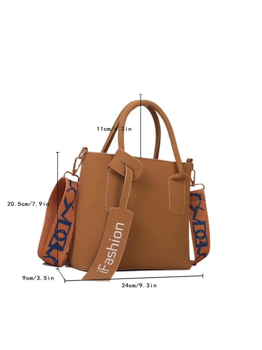 Letter Graphic Square Bag With Bag Charm