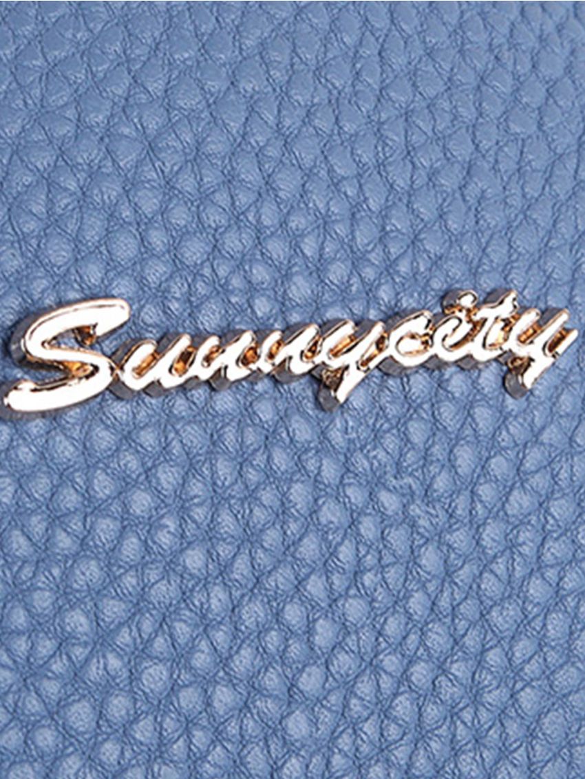 Mini Litchi Embossed Letter Decor Circle Bag