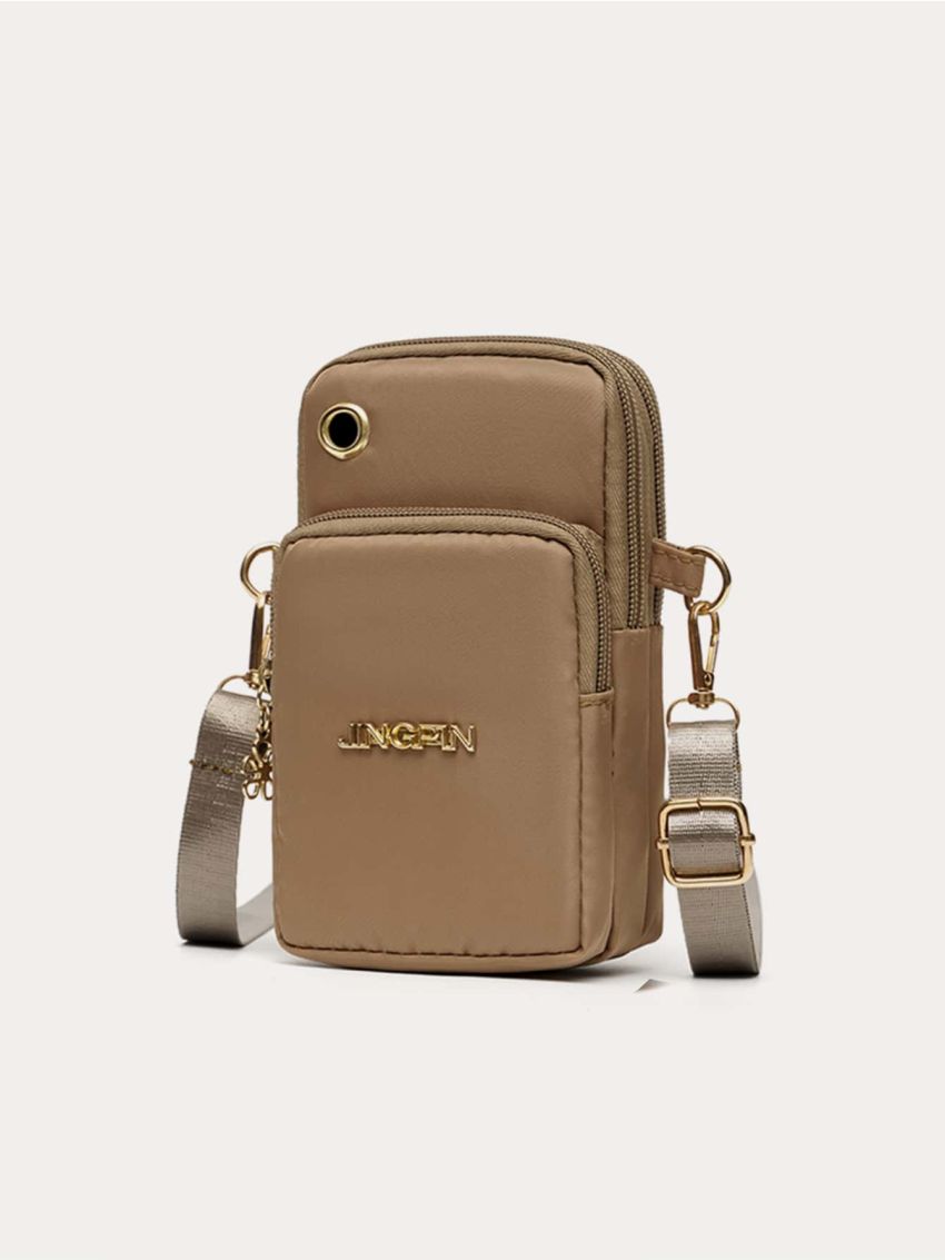 Letter Decor Headphone Port Detail Phone Wallet