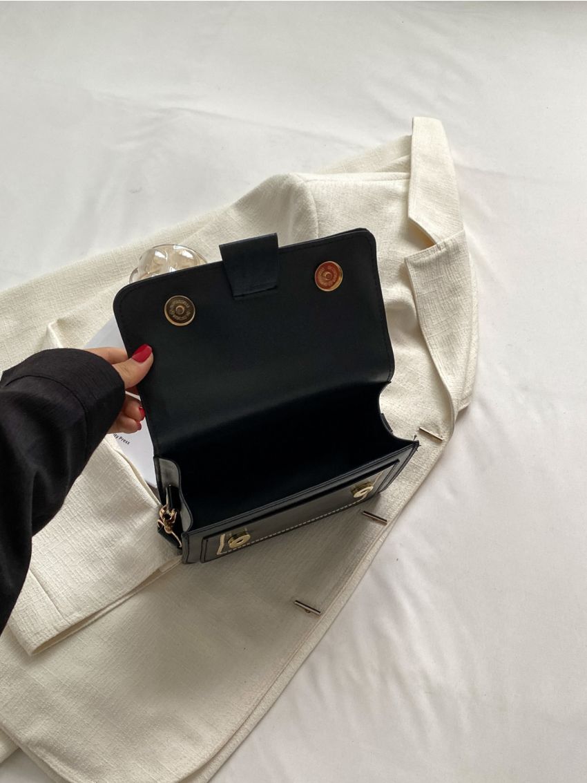 Mini Geometric Strap Vintage Design Flap Square Bag