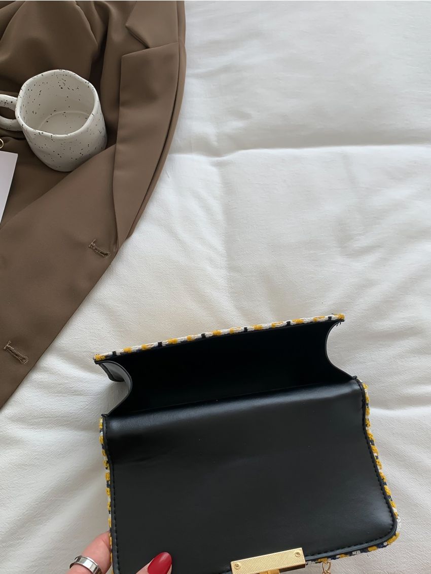 Houndstooth Square Bag Flap Mini