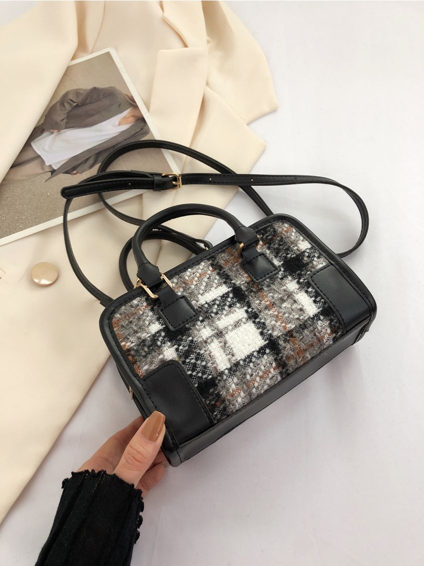 Mini Plaid Pattern Square Bag