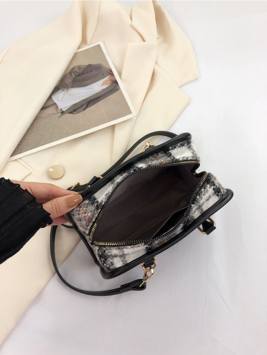 Mini Plaid Pattern Square Bag