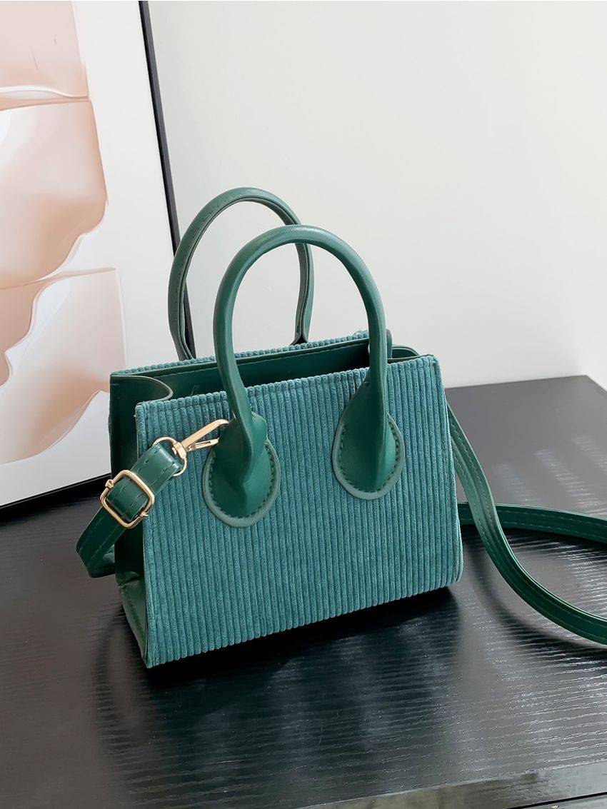 Mini Two Tone Corduroy Square Bag