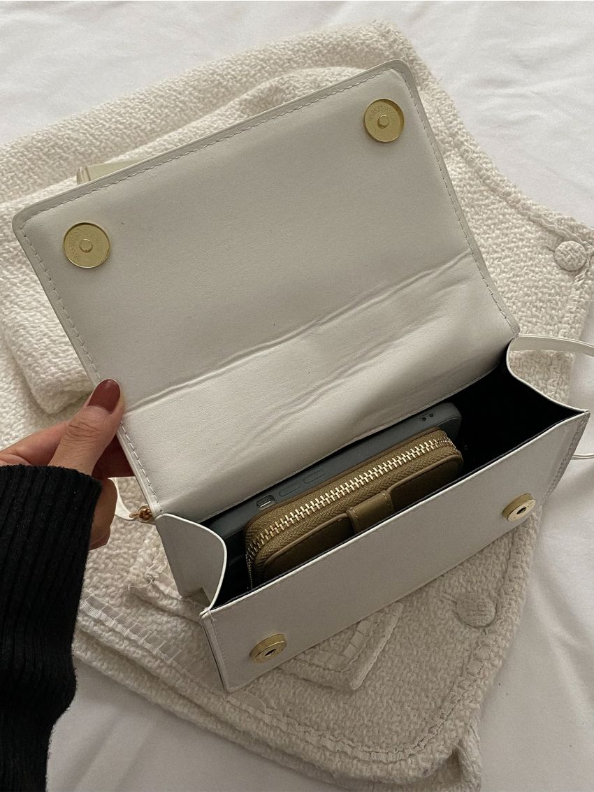 Mini Plaid Embossed Chain Decor Flap Square Bag