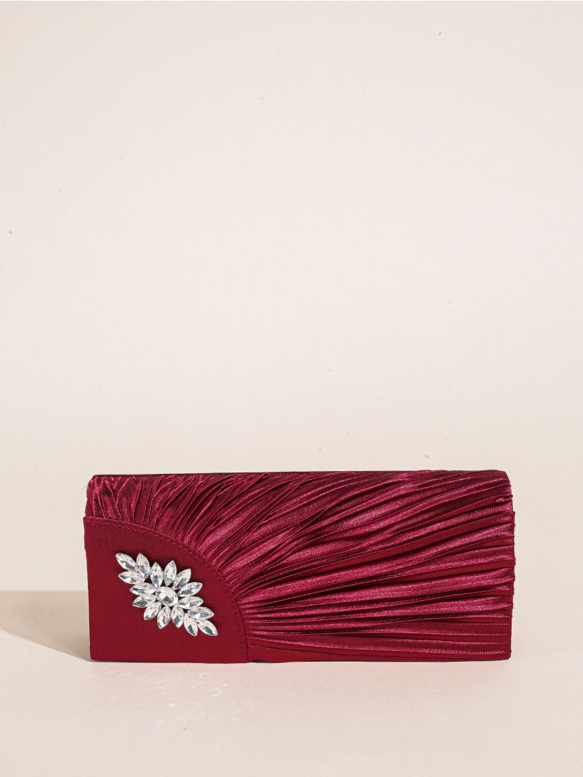 Rhinestone Decor Envelope Bag Ruched Glamorous For Party