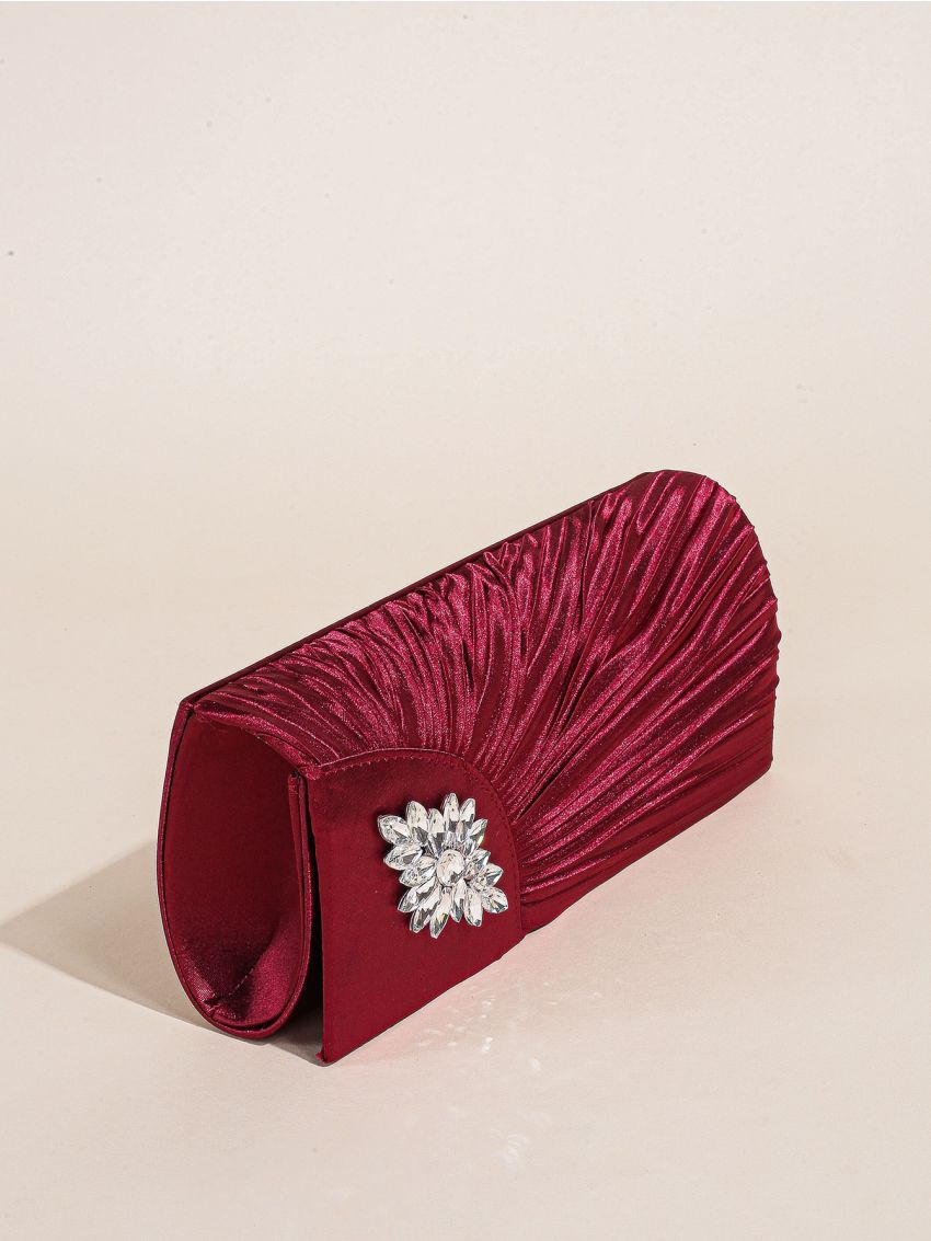 Rhinestone Decor Envelope Bag Ruched Glamorous For Party