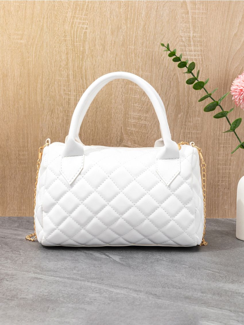 Quilted Chain Decor Boston Bag
