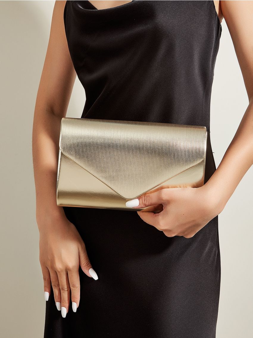 Metallic Flap Chain Square Bag