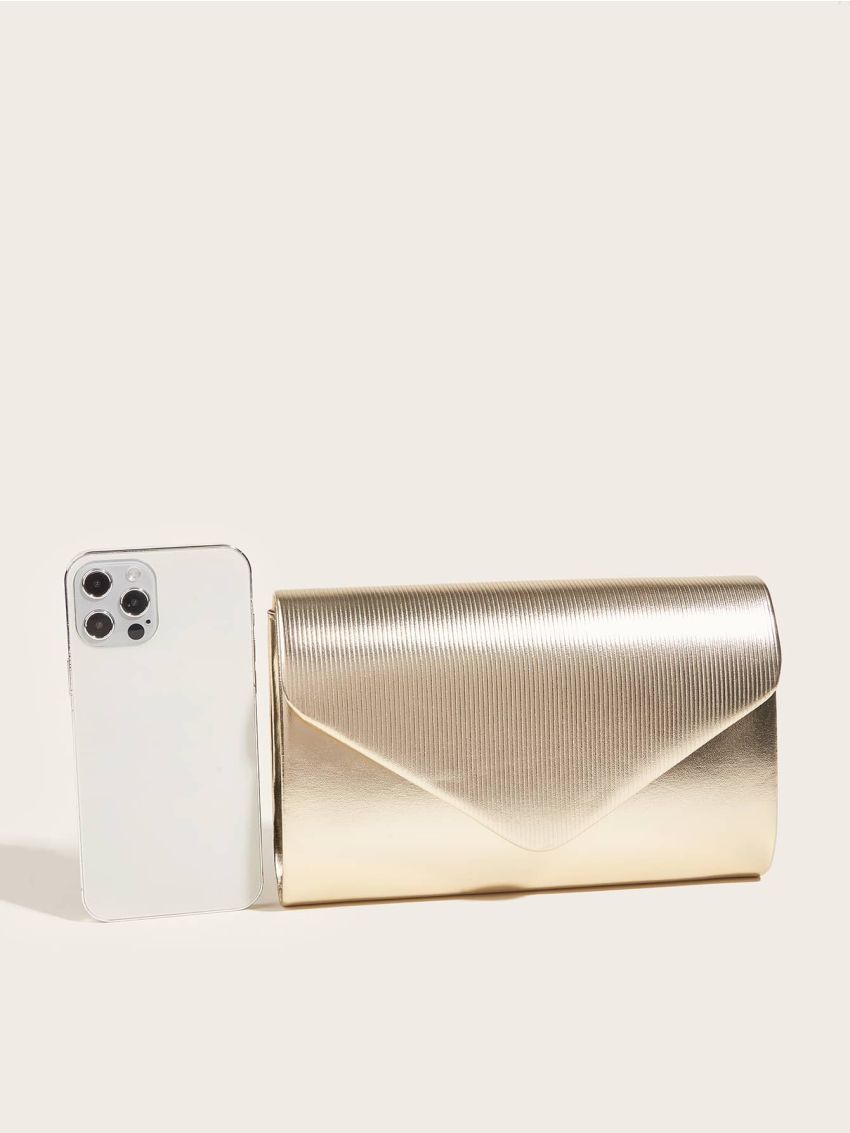 Metallic Flap Chain Square Bag