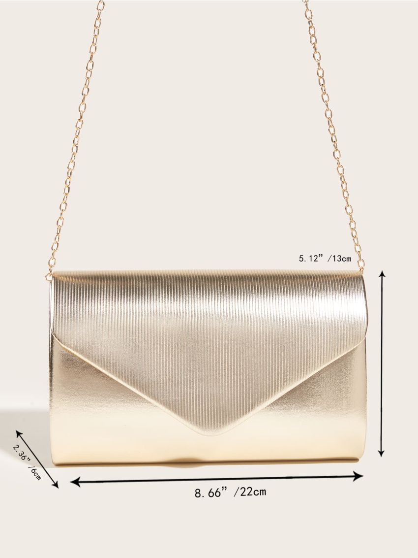 Metallic Flap Chain Square Bag