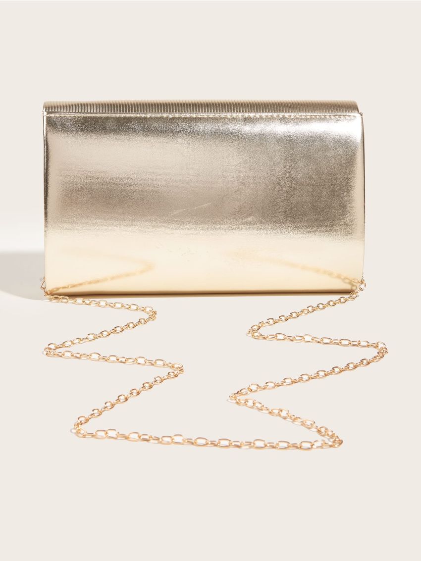 Metallic Flap Chain Square Bag