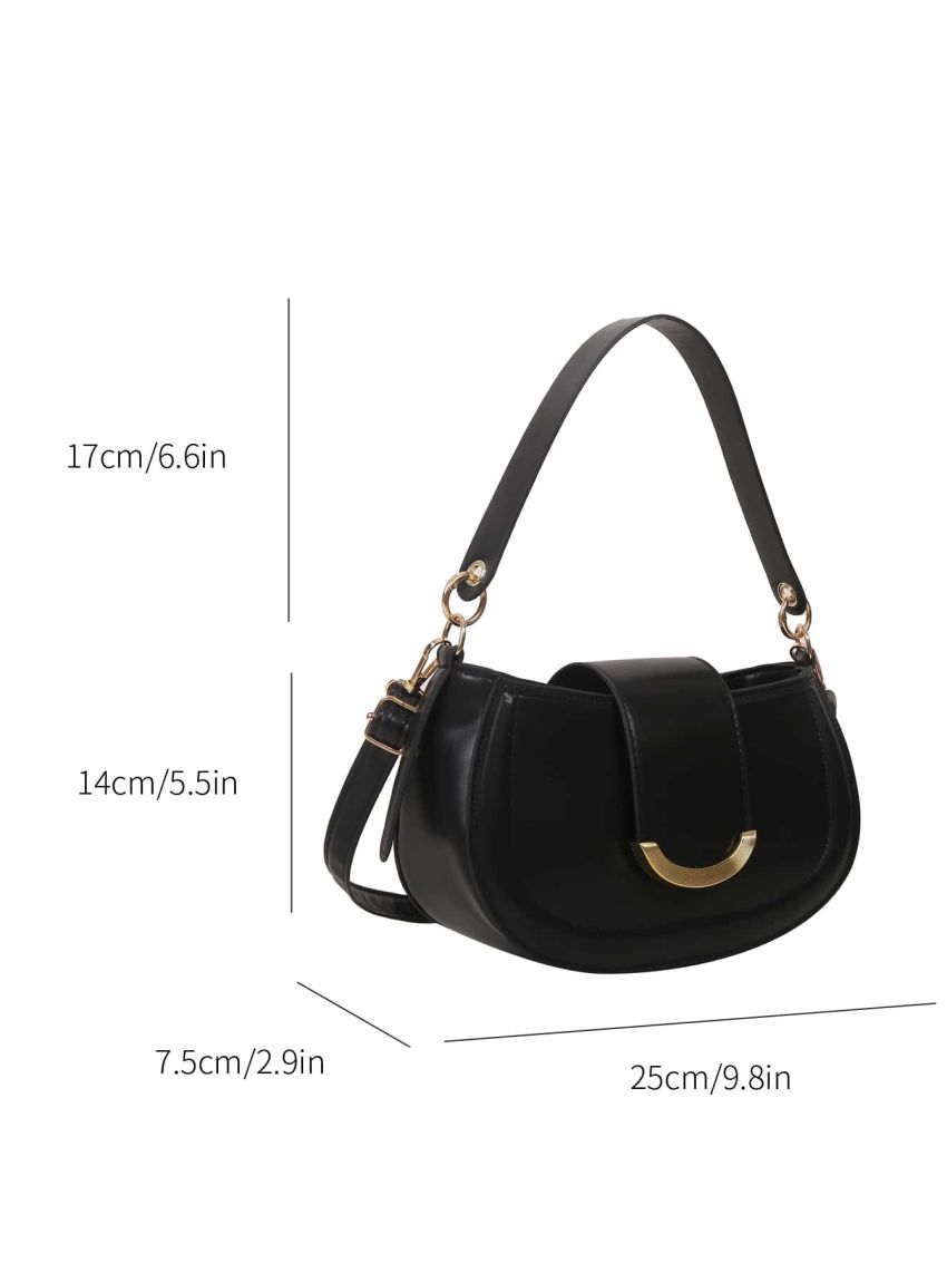 Medium Hobo Bag Black Metal Decor Top Handle