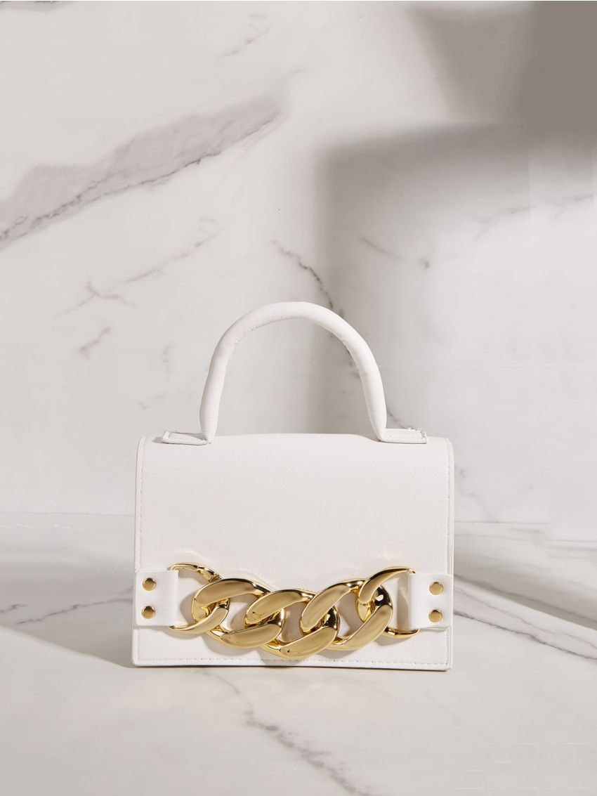 Mini Chain Decor Crocodile Embossed Single Handle Handbag