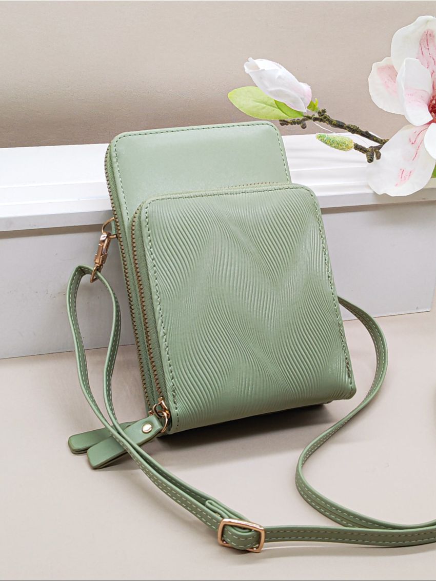 Green Fashionable Phone Wallet Pocket Front Credit Card Holder For Daily