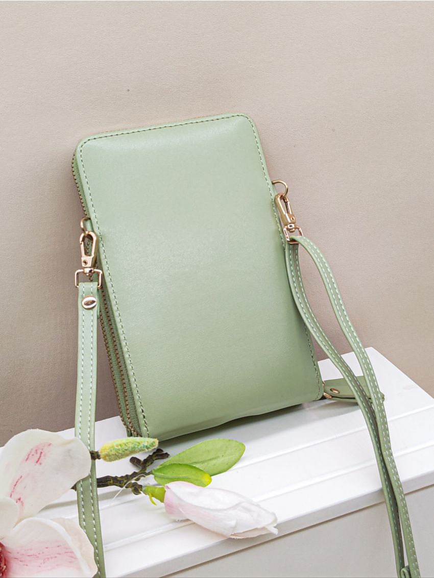 Green Fashionable Phone Wallet Pocket Front Credit Card Holder For Daily