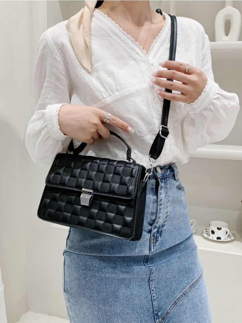 Embossed Detail Flap Square Bag