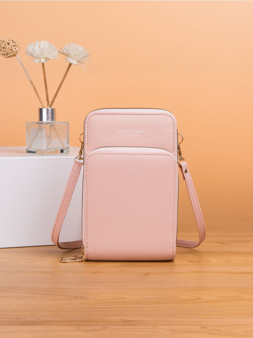 New Fashion Trend Crossbody Bag Double-Layer Mobile Phone Bag Pink Bag