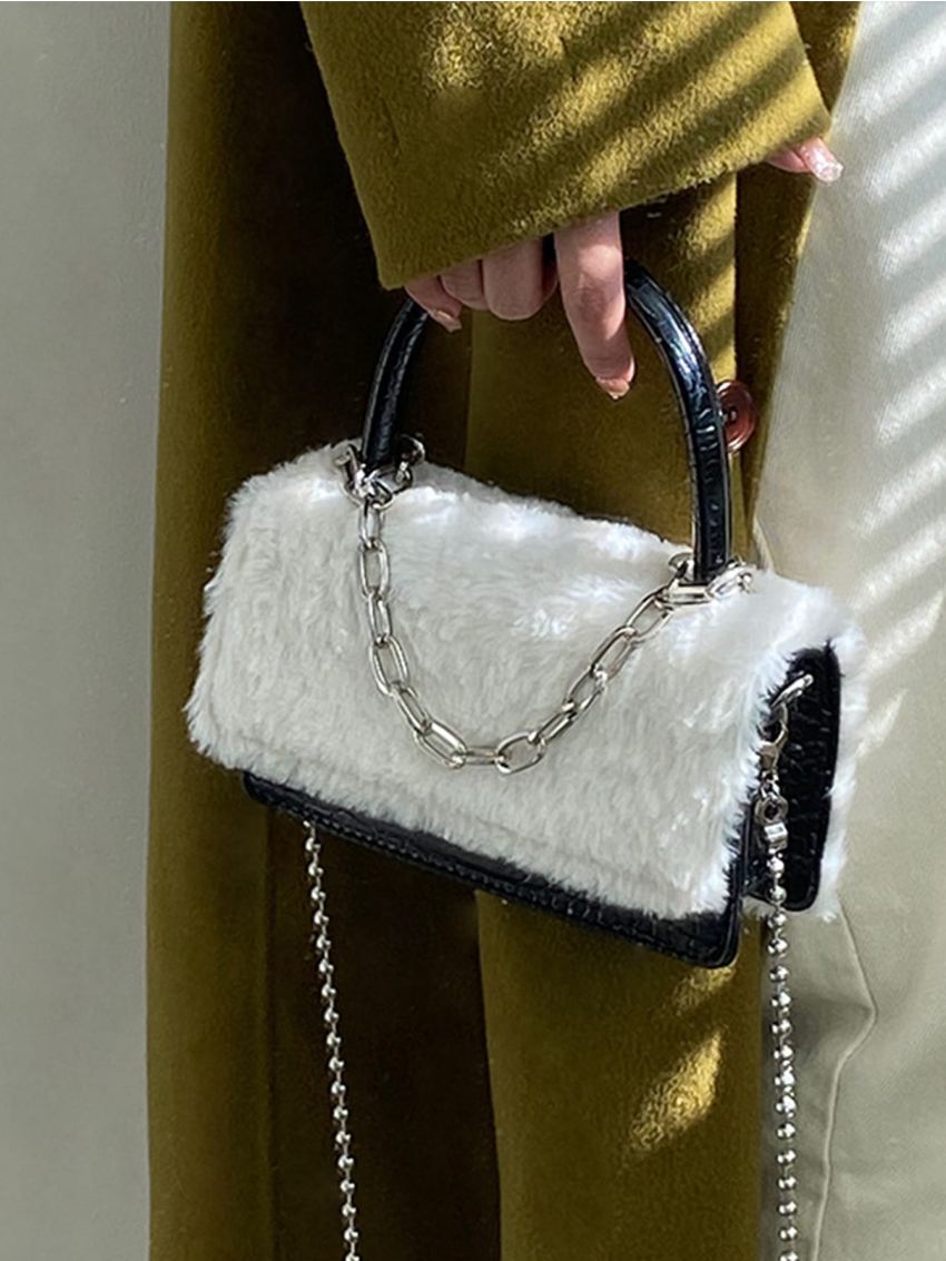 Mini Flap Chain Flannelette Square Bag